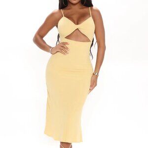 Fashion Nova Riviera Moment Maxi Dress - Mustard-XS